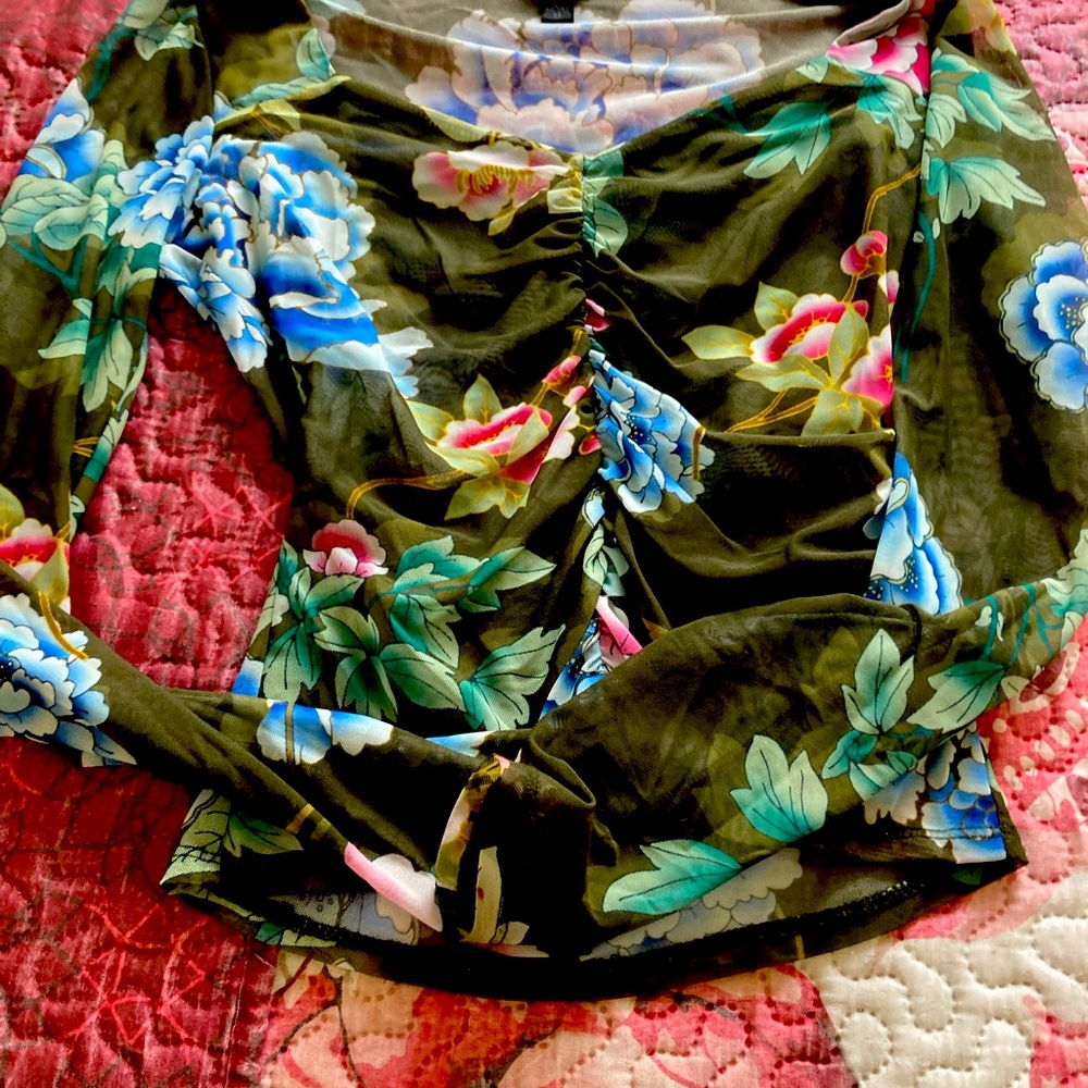 GUESS floral sheer shirt
